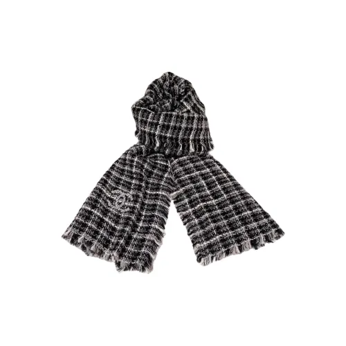 CHANEL Knit Scarves Unisex Black