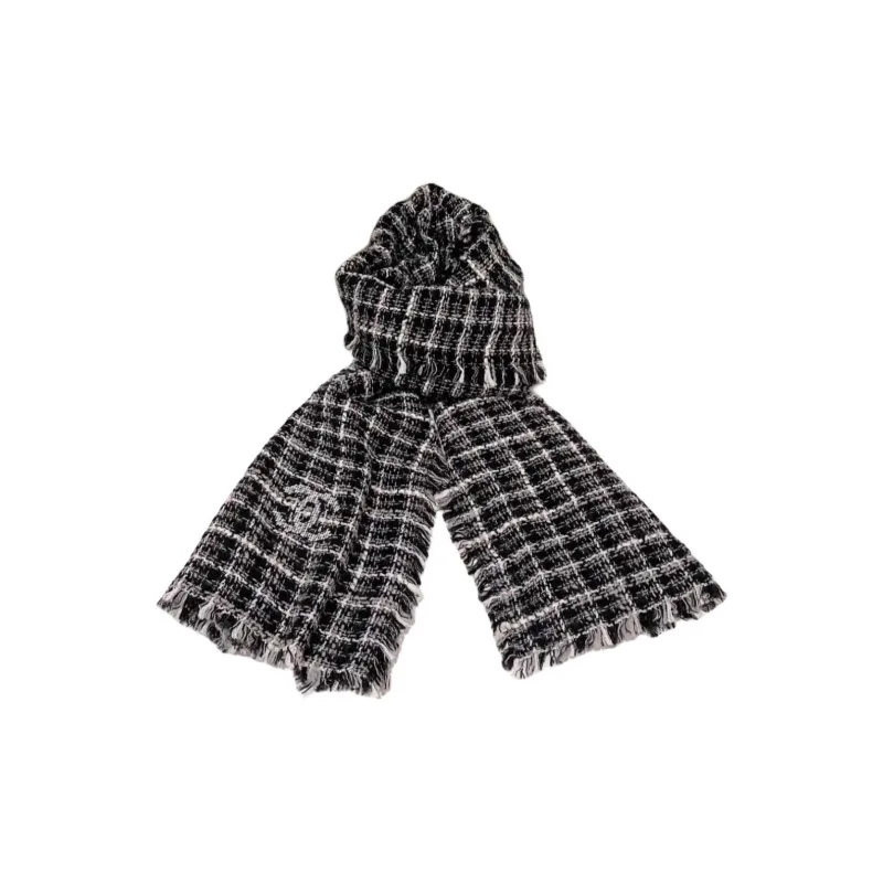 CHANEL Knit Scarves Unisex Black-0