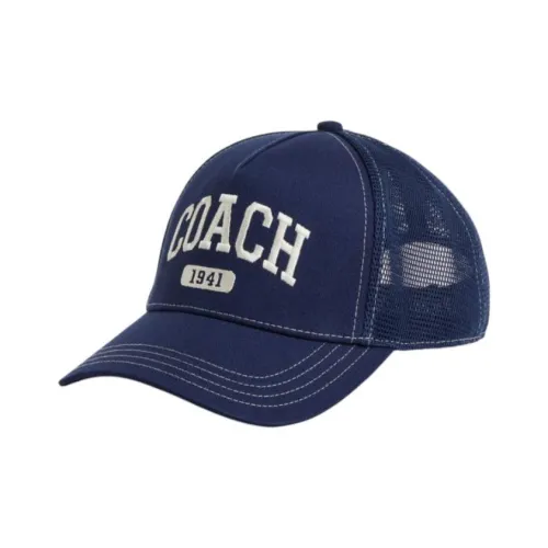 COACH Cotton Baseball Caps Unisex Marine Blue