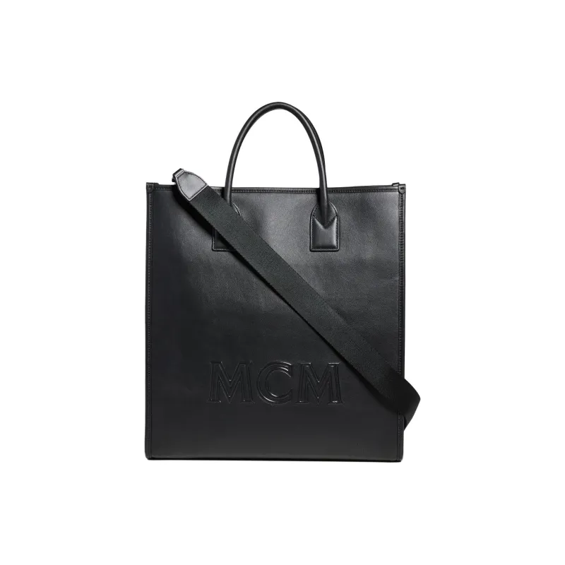 MCM Calfskin Tote Bag, Shopping Bag, Handbag Large Size Unisex Black-1