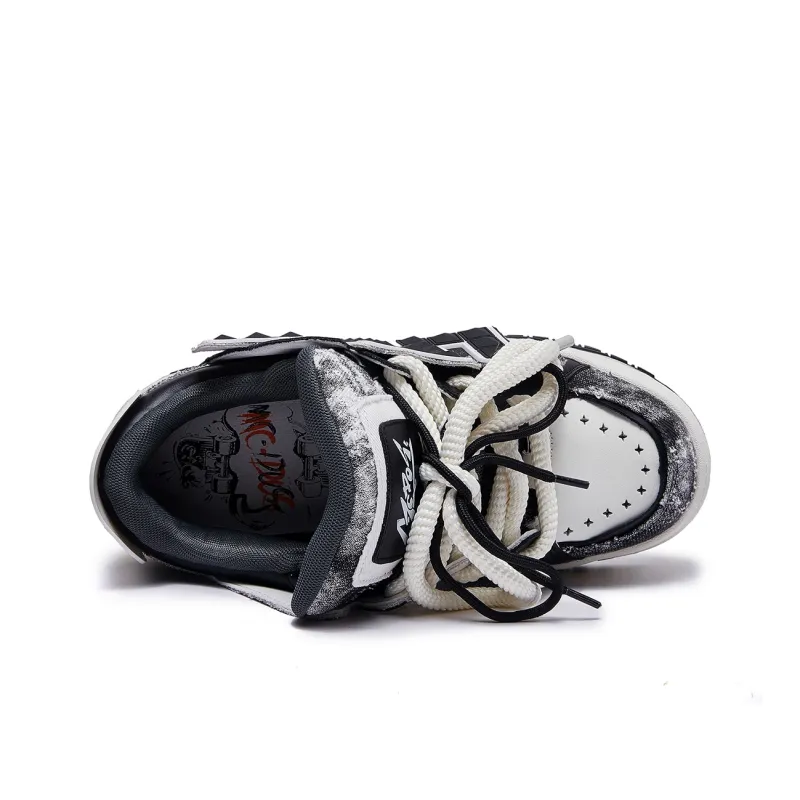 MC DOS Gourmand Snake Puffy Shoes Anti Slip And Wear Resistant Height Increasing Low Top Skateboard Shoes Unisex Black-3