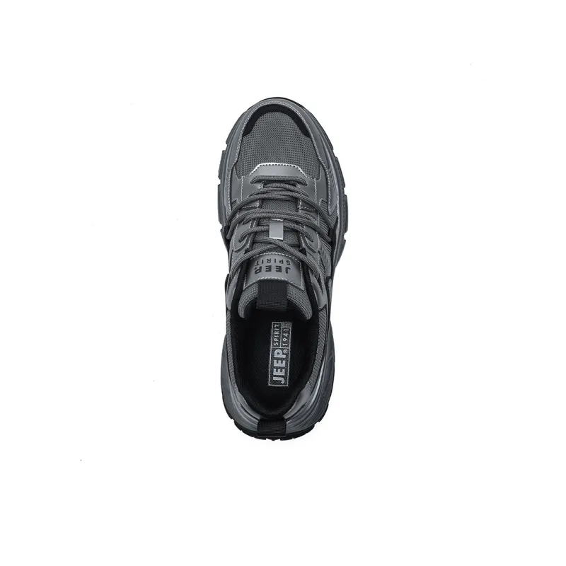 JEEP SPIRIT Anti Slip And Wear Resistant Lightweight Height Increasing Low Top Chunky Sneakers Men's Ancient City Gray-3