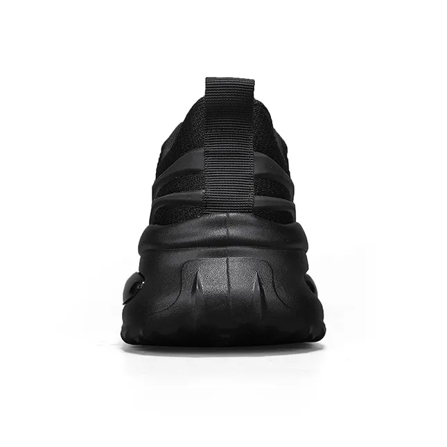 Wooden Rabbit Cushioning, Abrasion Resistant, Height Increasing Low Top Casual Shoes Men's Black-3