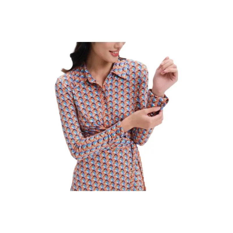 DVF Diane Von Furstenberg SS23 Long-Sleeved Dresses Women's Pink Blue-6