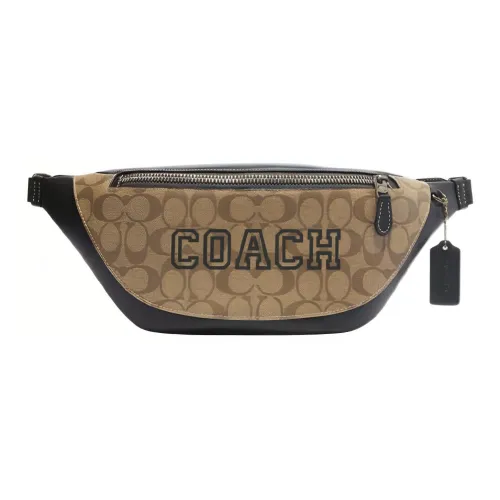 COACH Graham Cow Leather One Shoulder Crossbody Fanny Pack Large Size Men's Khaki & Green