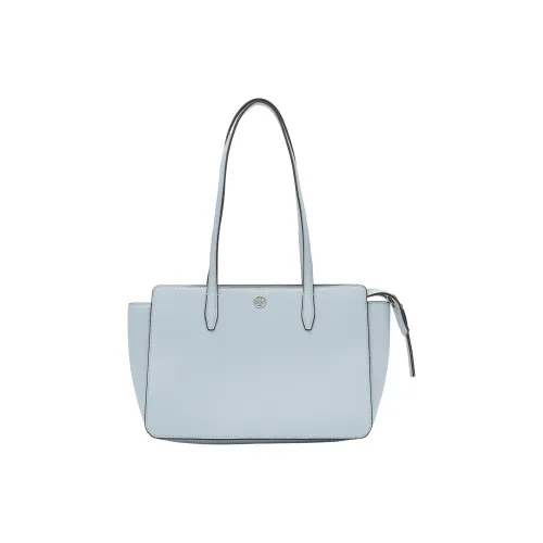 TORY BURCH Robinson Litchi Grain Leather Tote Bag, Shopping Bag, Handbag, Shoulder Bag Women's Dusty Blue