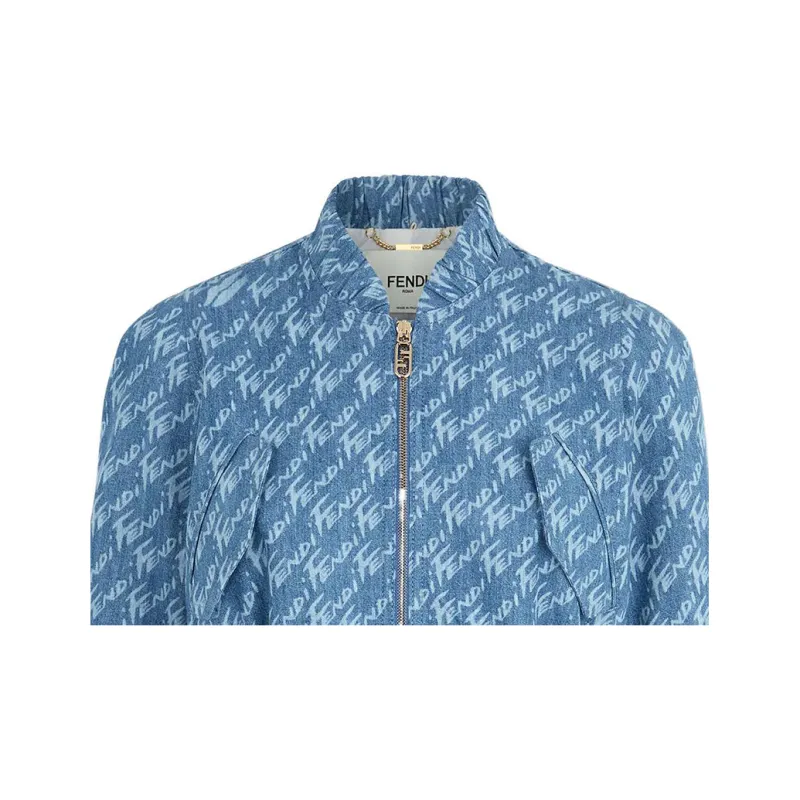 FENDI SS22 Cropped Coats Women's Light Blue-5