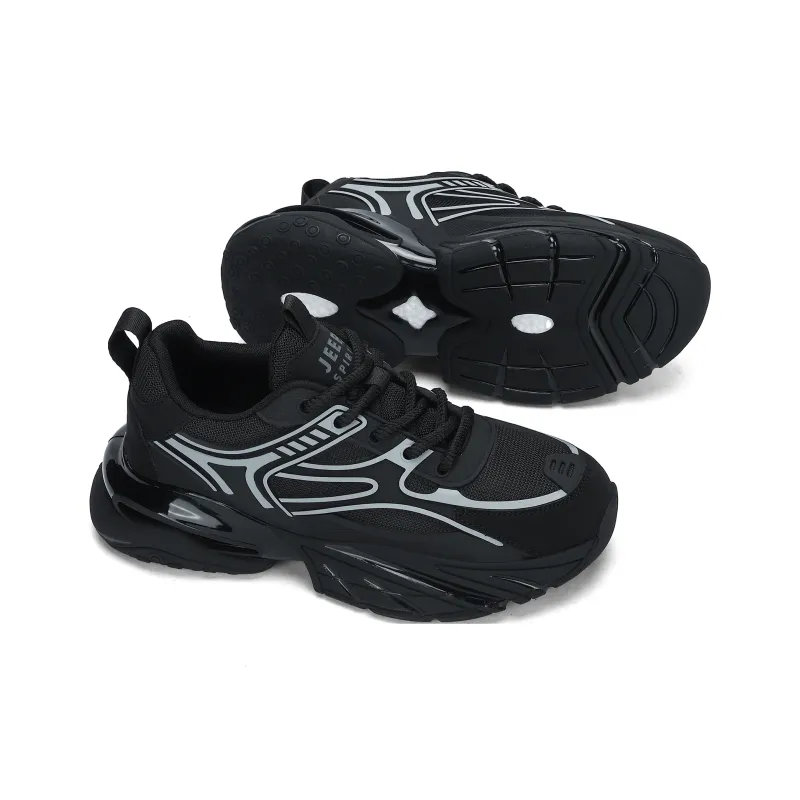 JEEP SPIRIT Anti-Slip And Wear-Resistant Lightweight Height Increasing Low-Top Chunky Sneakers Men's Graphite Silver-3