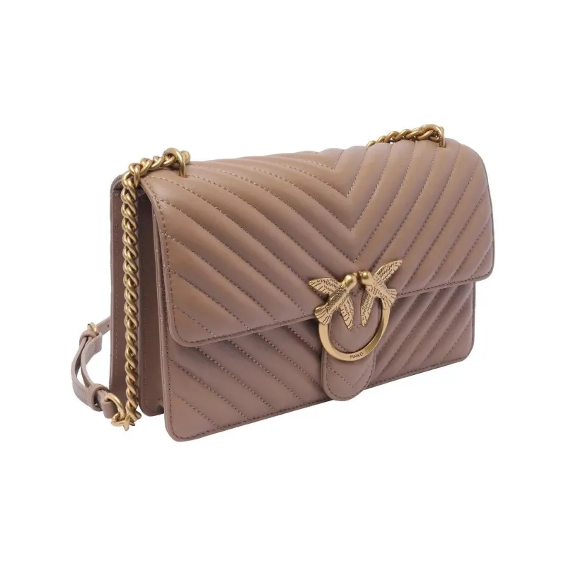 PINKO LOVE Series Sheepskin Shoulder Bag, Crossbody Bag Women's Gingerbread-1
