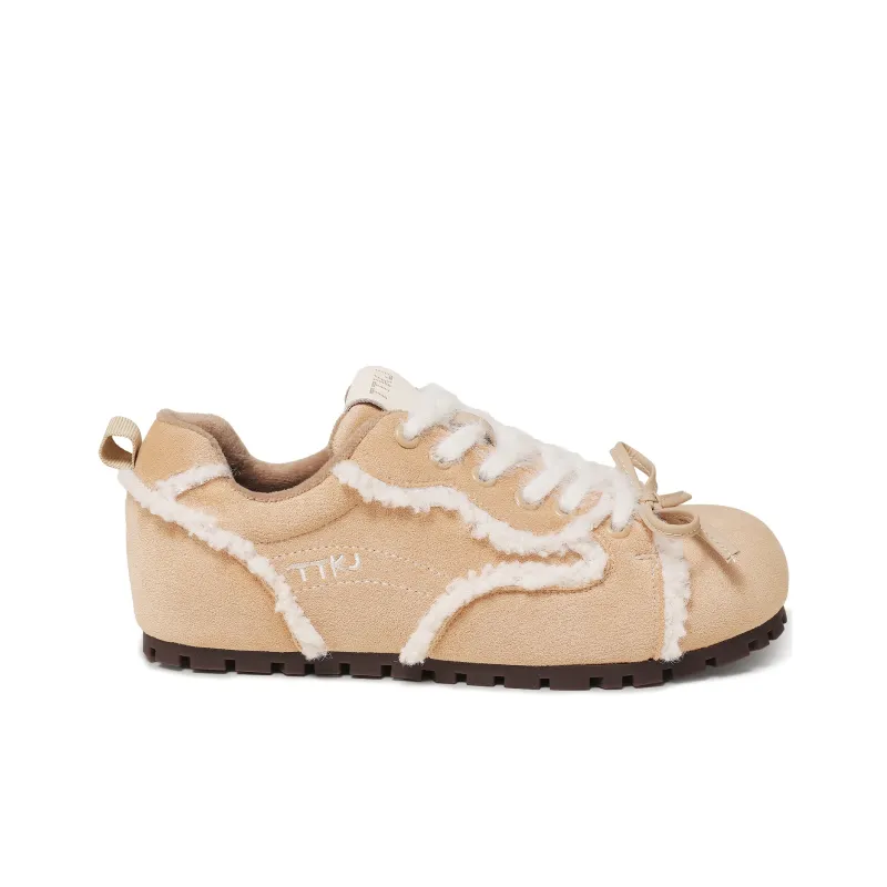 TTKJ Cushioned Anti Slip And Wear Resistant Warm Low Top Casual Shoes Women's Cream Apricot-1