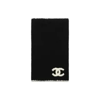 CHANEL Cashmere Knit Scarves Unisex Black