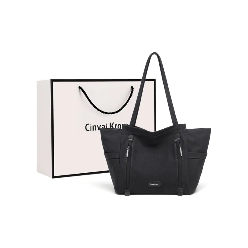 CinvaiKrose Fabric, Synthetic Leather Tote Bag, Shoulder Bag Tubas Women's Beige Apricot/Black-9