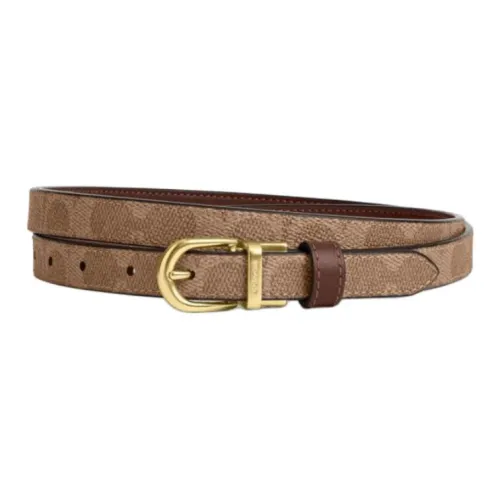 COACH Calfskin Leather Belts Women's Brown Width 1.8cm