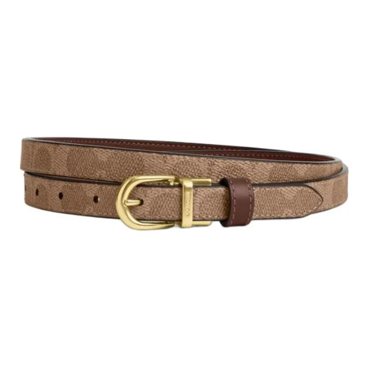 COACH Calfskin Leather Belts Women's Brown Width 1.8cm-0