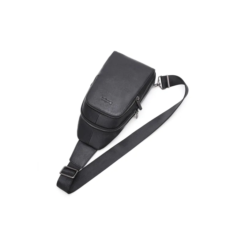 NAVIGARE Cow Leather Sling Bag Men's Black-4