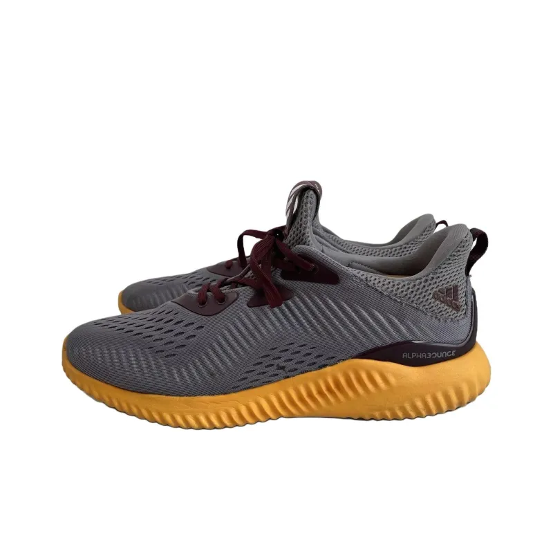 Adidas AlphaBounce Anti Slip Wear Resistant Low Top Running Shoes Men's Gray Yellow-1