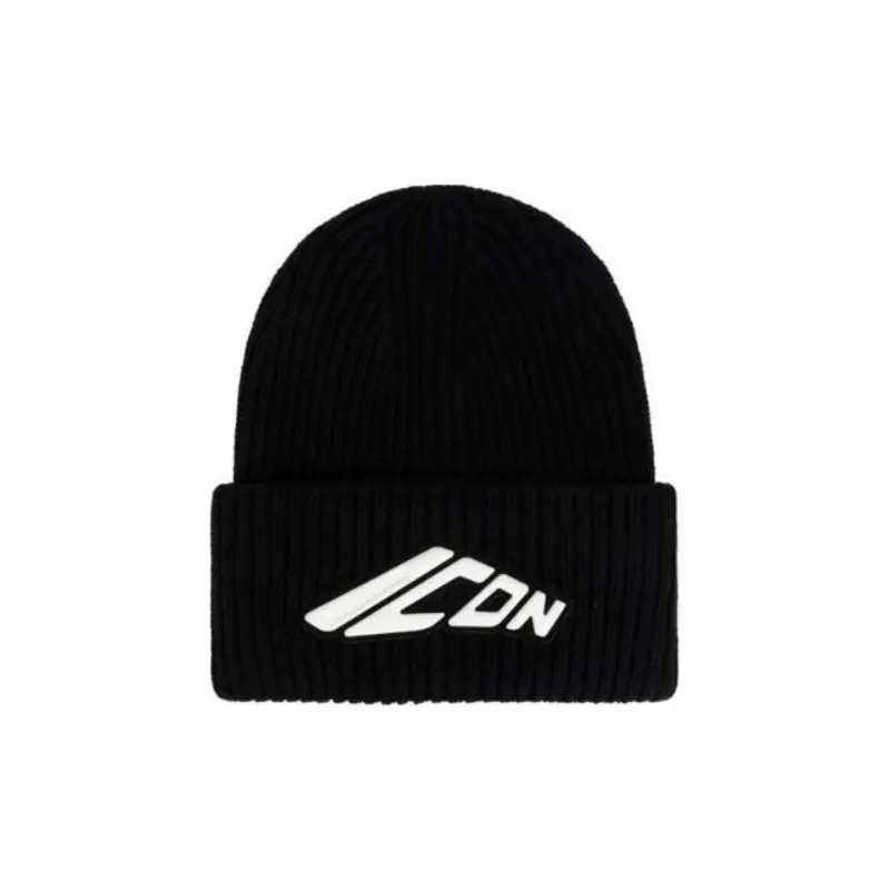 DSQUARED 2 Icon Appliqué Turn Up Hem Knitted Beanie-0