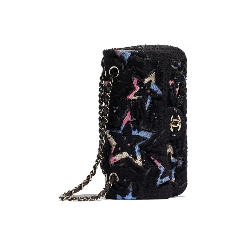 CHANEL Classic Flap CF Cotton Shoulder Bag Women's Black-3