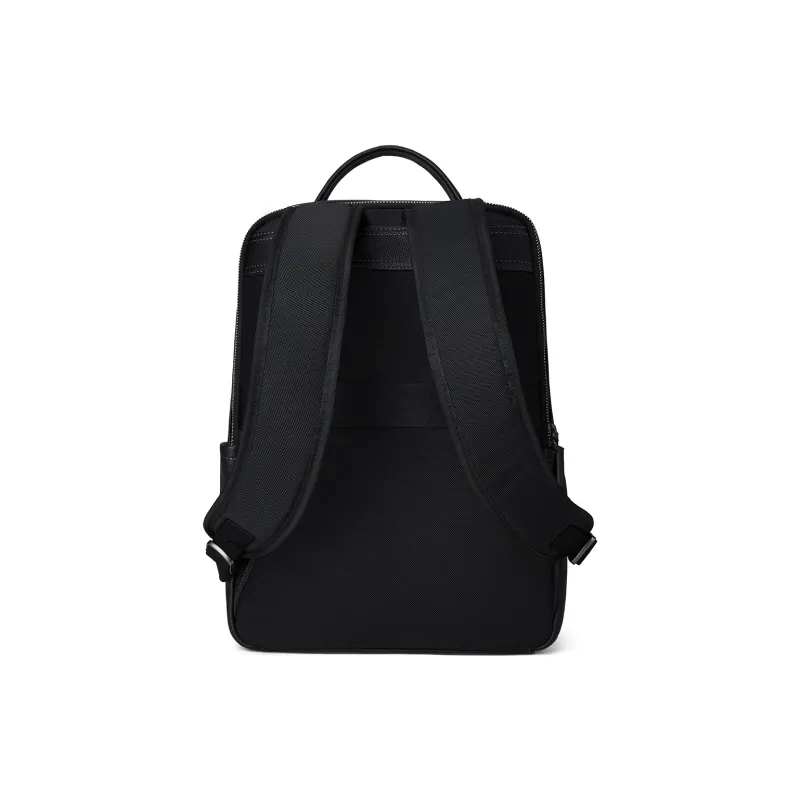 NAVIGARE Top Grain Cow Leather Fabric Backpacks Backpack Large Size Men's Black-2