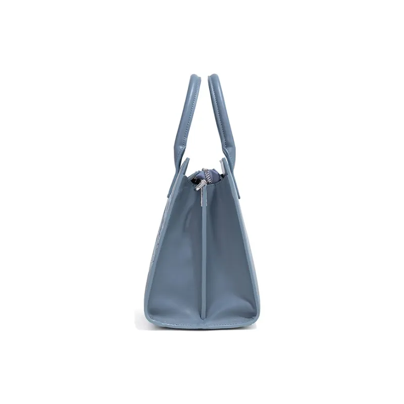 CLEVER& KETCH PU Portable Tote Crossbody Bag Shoulder Bag Medium Size Women's Blue/Ecru-3