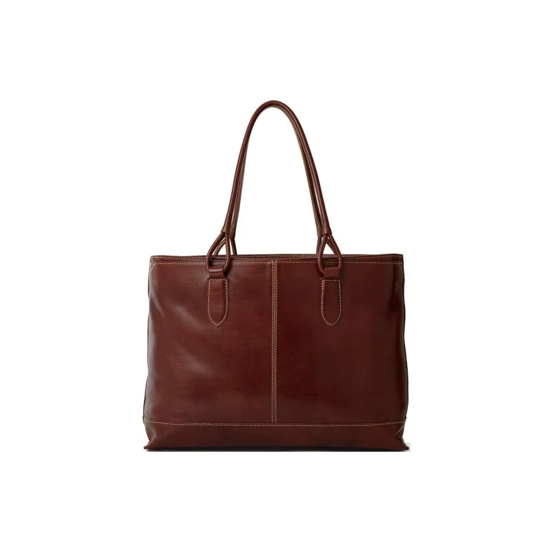 SAMSONITE Cow Leather Tote Bag Shopping Bag Shoulder Bag Handbag Large Size Unisex Brown-4