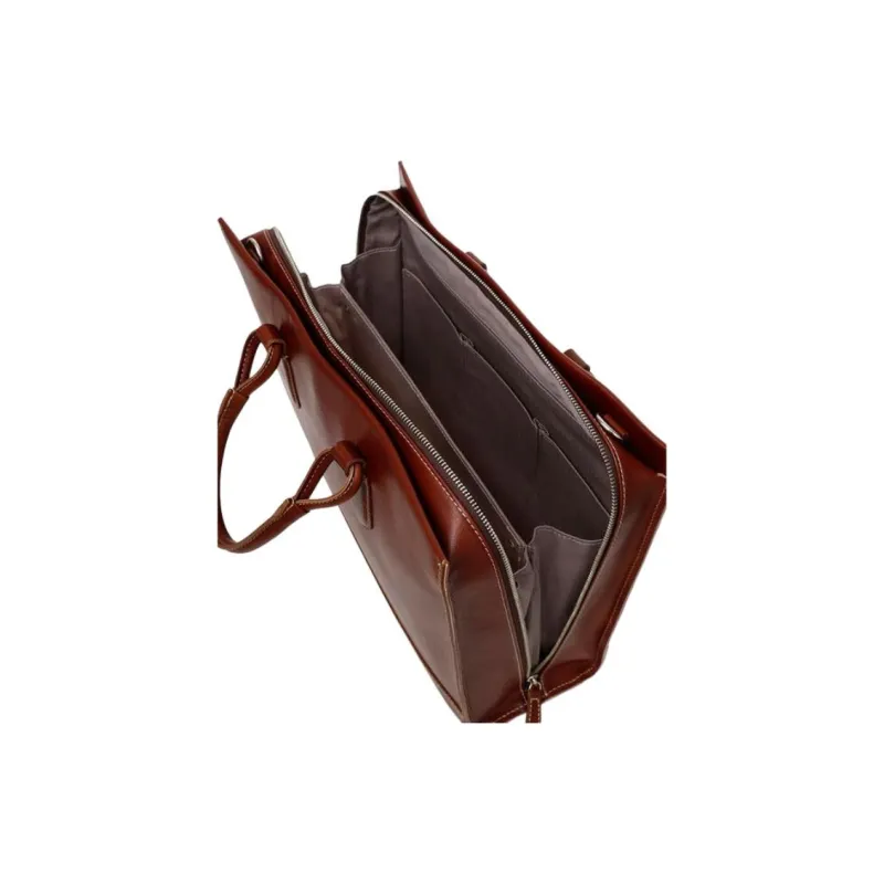 SAMSONITE Cow Leather Briefcases Handbags Large Size Unisex Brown-4