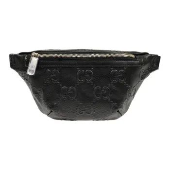 GUCCI Leather Shoulder Bag Crossbody Bag Sling Bag Fanny Pack Regular Unisex Black