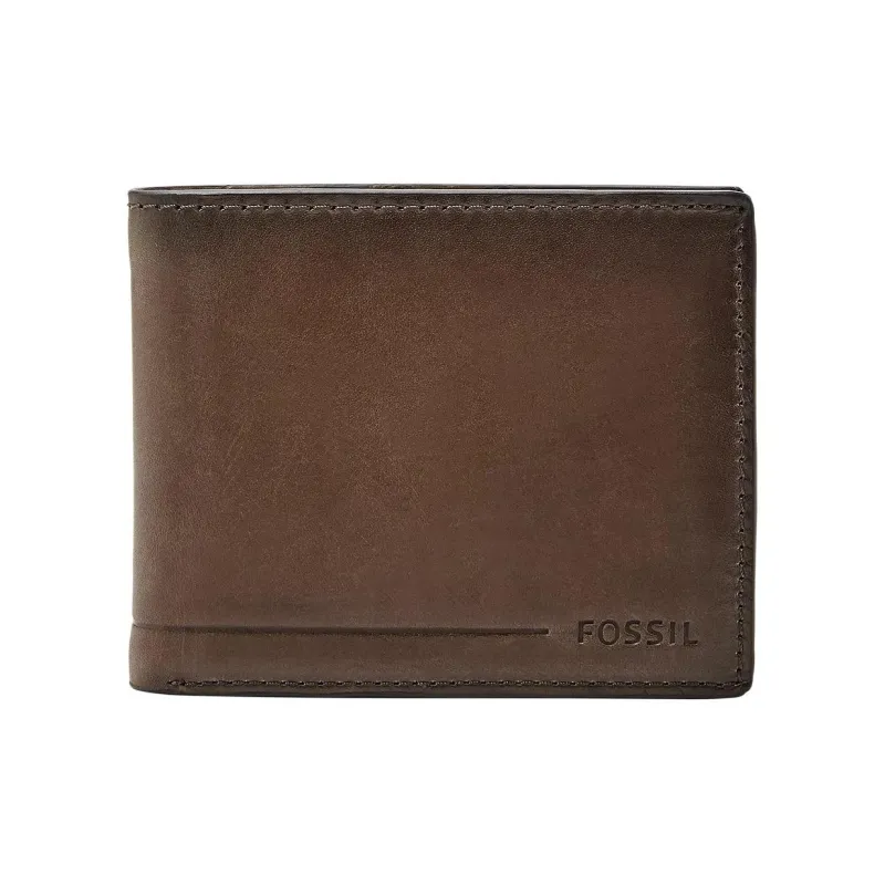 FOSSIL Leather Wallet Men's Dark Brown-0