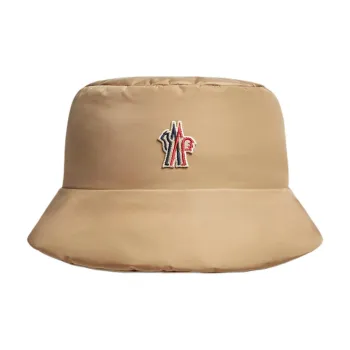 Moncler Wool Nylon Bucket Hats Unisex Light Brown