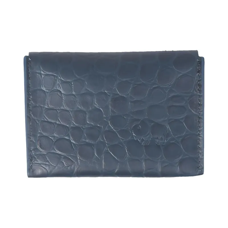 Il Bisonte Cow Leather Card Holder Women's Blue-2