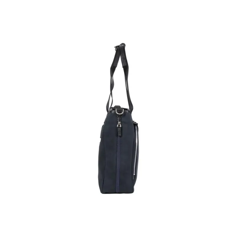 SAMSONITE Cow Leather With Nylon Patchwork Tote Bag Shopping Bag Shoulder Bag Handbag Unisex Marine Blue-4