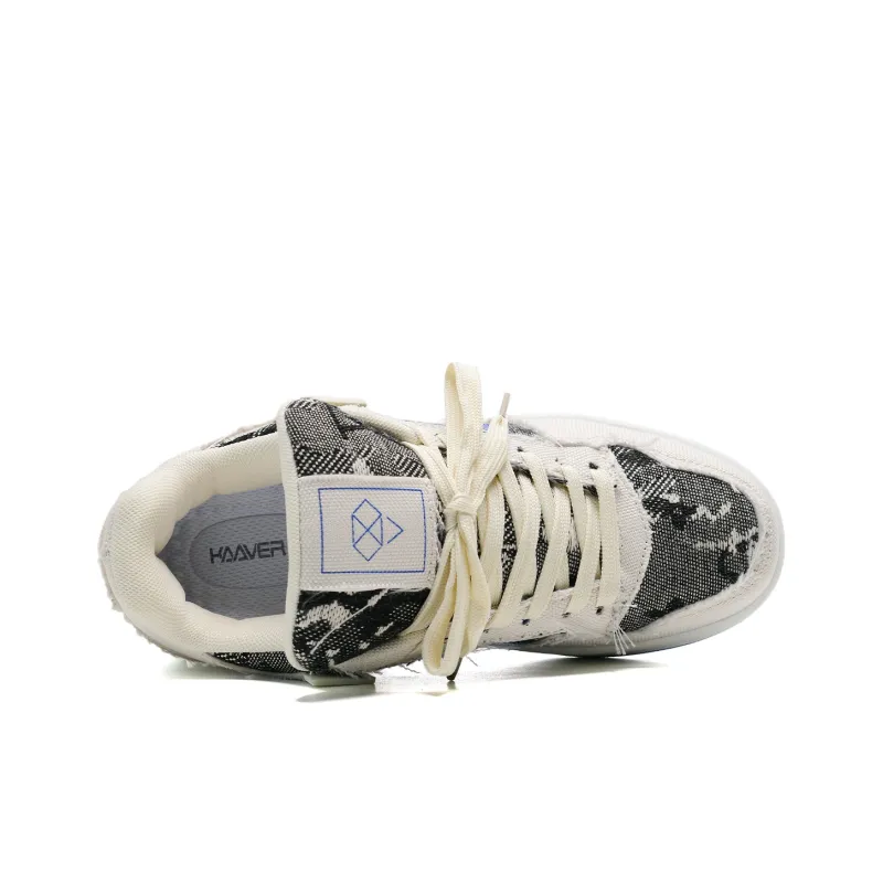 KAAVER OTTO Wear-Resistant Low-Top Skateboard Shoes Unisex White Blue-4