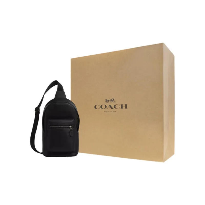 COACH Rowan Pebbled Leather Crossbody Fanny Pack Trumpets Men's Black-6