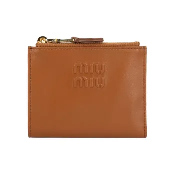 MIU MIU Leather Wallet Small Size Women's Brown
