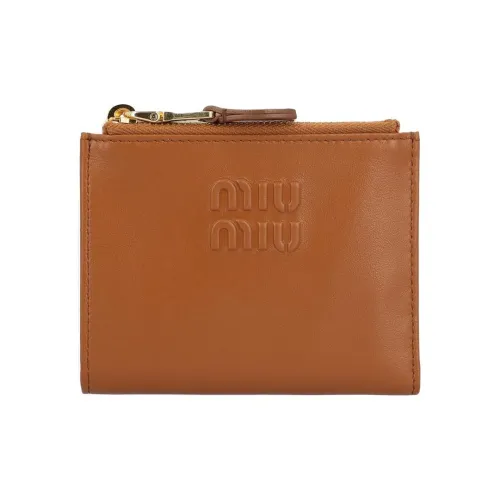 MIU MIU Leather Wallet Small Size Women's Brown