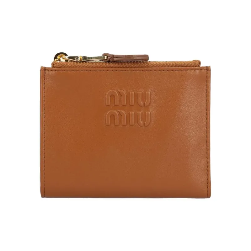 MIU MIU Leather Wallet Small Size Women's Brown-0