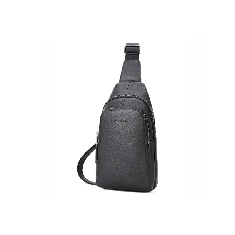 NAVIGARE Cow Leather Sling Bag Men's Black-1