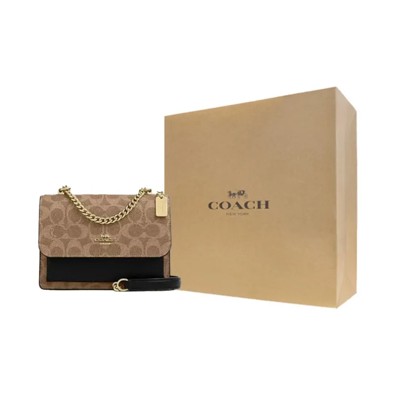 COACH Artificial Leather Cow Leather Patchwork Shoulder Bag Crossbody Bag Mini Women's Brown Yellow & Black-8