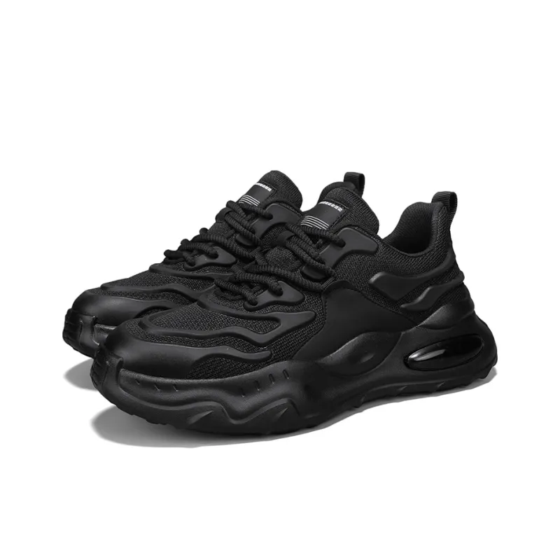 Wooden Rabbit Cushioning, Abrasion Resistant, Height Increasing Low Top Casual Shoes Men's Black-2