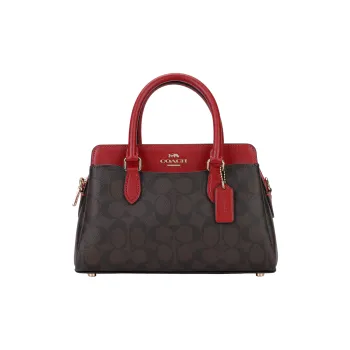 COACH Darcie PVC Shoulder Bag Crossbody Bag Handbag Mini Women's Gold Brown Red