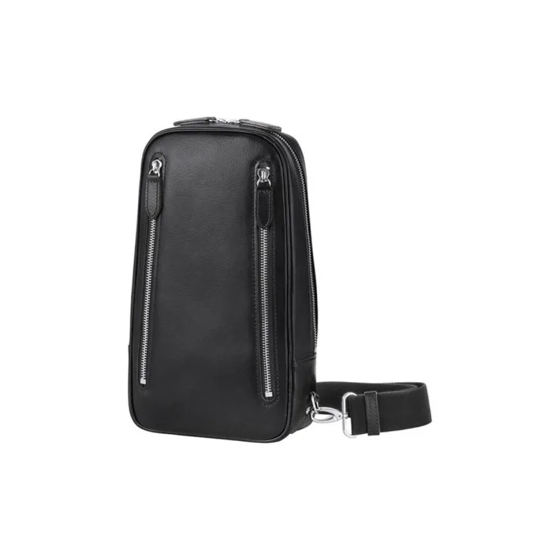 SAMSONITE Cow Leather Sling Bags Crossbody Bags Unisex Black-1