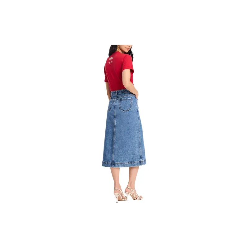 Kate Spade FW16 Casual Long Skirts Women's Washed Blue-3