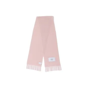 Maison Kitsune Logo Patch Fringed Knit Scarf
