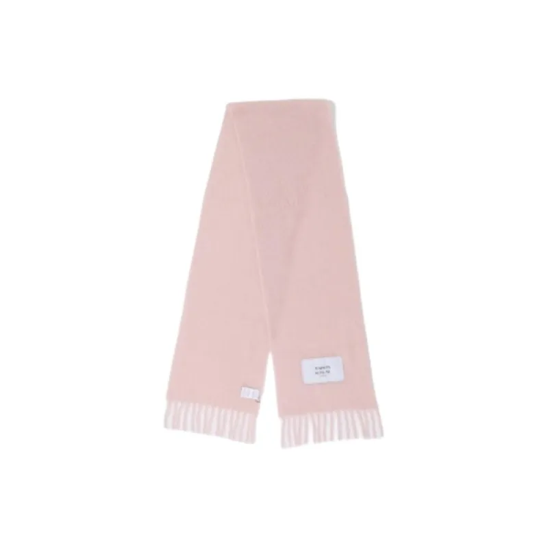 Maison Kitsune Logo Patch Fringed Knit Scarf-0