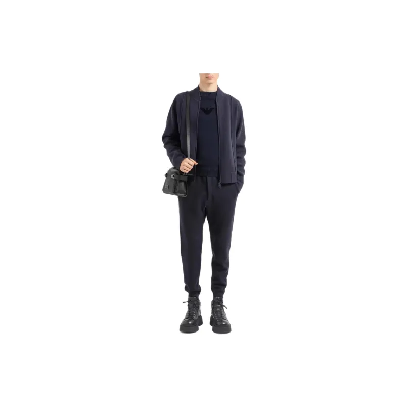 EMPORIO ARMANI Logo Flocked Crewneck Knitted Jumper-3