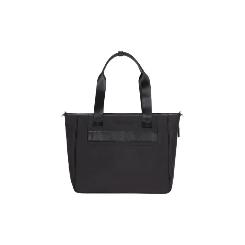 SAMSONITE Cow Leather With Nylon Patchwork Tote Bag Shopping Bag Shoulder Bag Handbag Unisex Black-3