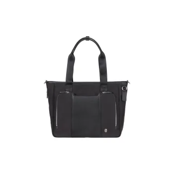 SAMSONITE Cow Leather With Nylon Patchwork Tote Bag Shopping Bag Shoulder Bag Handbag Unisex Black
