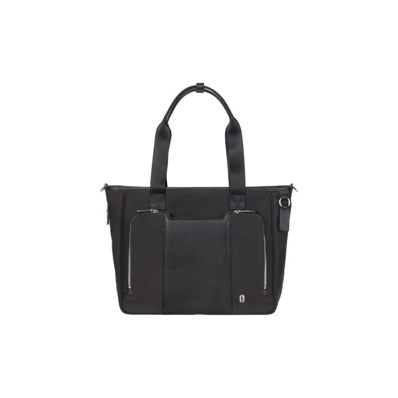 SAMSONITE Cow Leather With Nylon Patchwork Tote Bag Shopping Bag Shoulder Bag Handbag Unisex Black-0