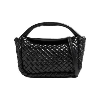 Bottega Veneta Leather Shoulder Bag Crossbody Bag Handbag Small Size Women's Black