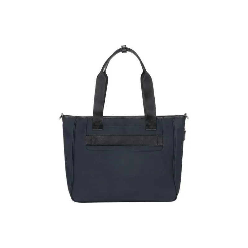 SAMSONITE Cow Leather With Nylon Patchwork Tote Bag Shopping Bag Shoulder Bag Handbag Unisex Marine Blue-3